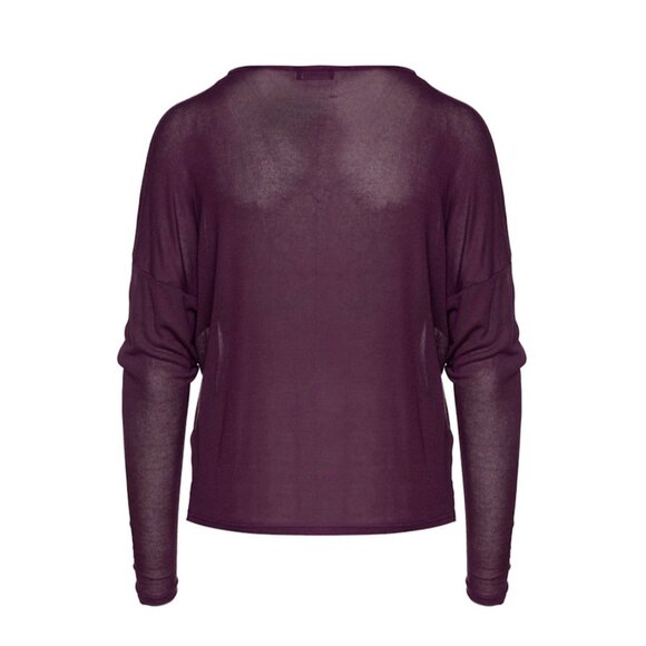 Conquista Batwing Shirt in Purple with Faux Leather Trim - Picture 2 of 8